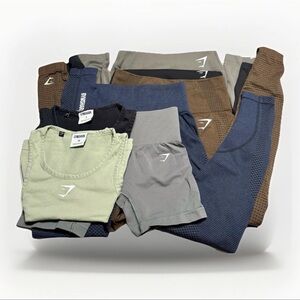 GYMSHARK MIXED LOT OF 7 Sz XS, S Activewear Short Tops Leggings Workout Run Gym